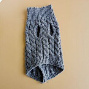 Size M Gray Winter Warm Cable Knit Pet Sweater Puppy Dog Cat Apparel